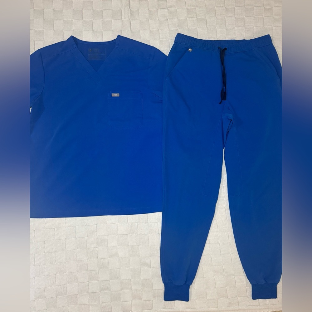 Figs Royal Blue Scrub Set Mens Small